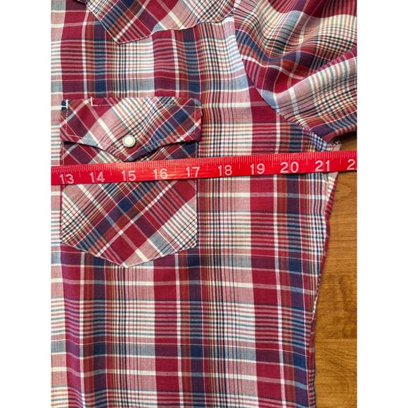 Vintage 90s Western Shirt, Youngbloods, Short Sleeve Snaps, Red White Blue Plaid - Picture 9 of 9